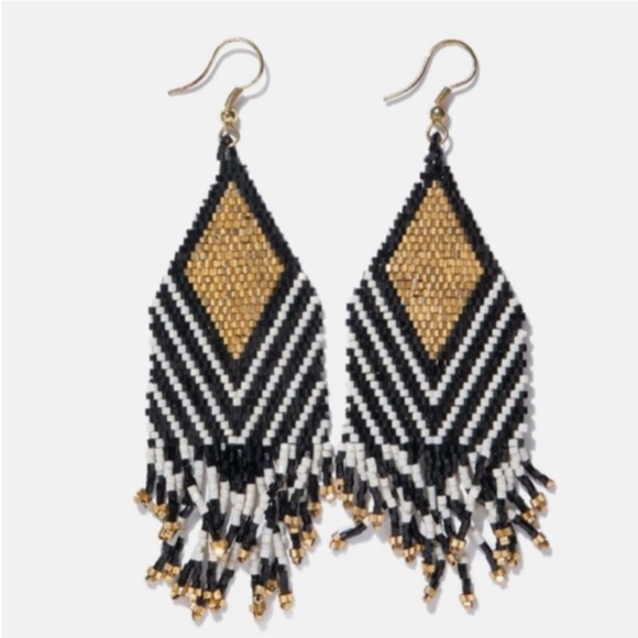 Ink + Alloy Jewelry - Ink + Alloy beaded earrings black white and gold